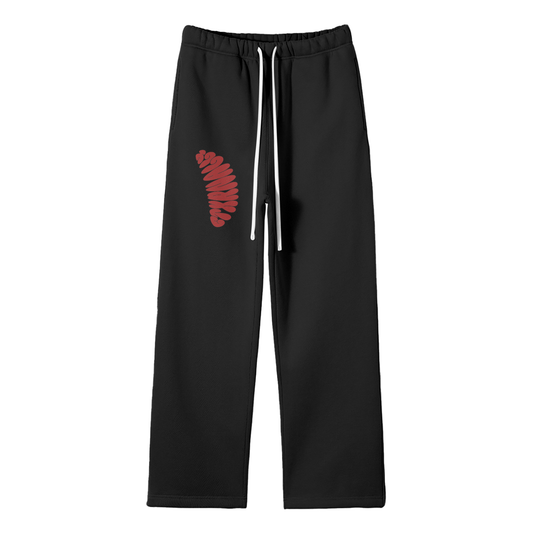 Streetwear Unisex Solid Color Fleece Straight Leg Pants